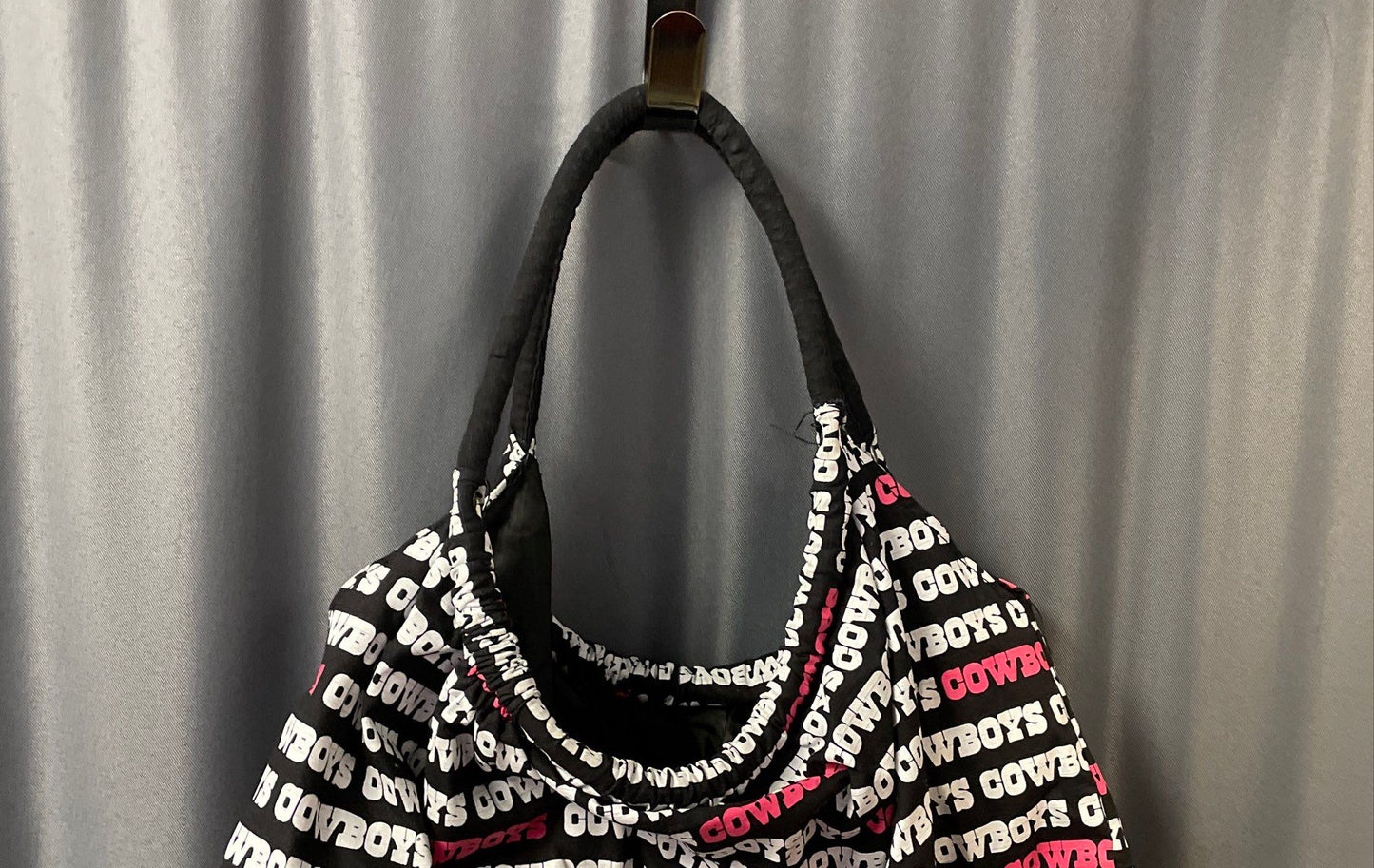 NFL Dallas Cowboys Black White Pink All Over Print Star Logo Hobo Tote Bag