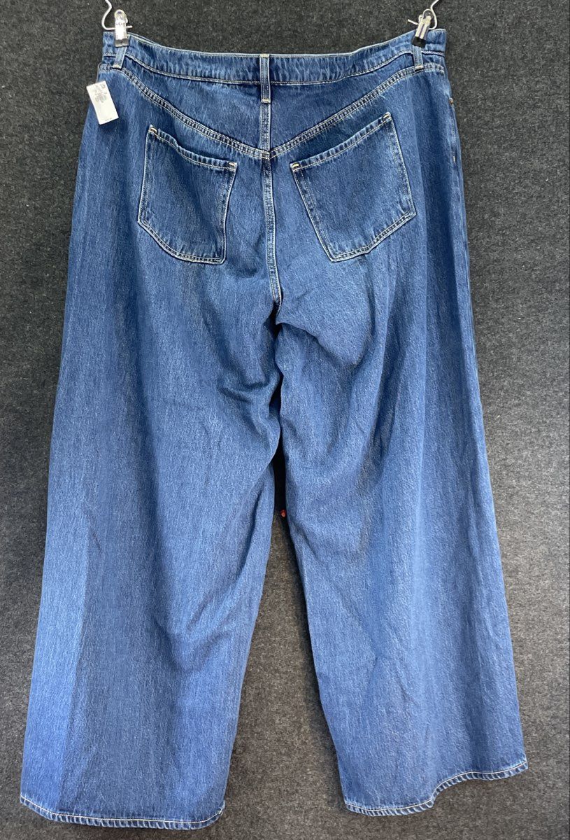 Old Navy Women's Blue High-Rise Baggy Wide Leg Drapey Denim Jeans Sz 20 NWT