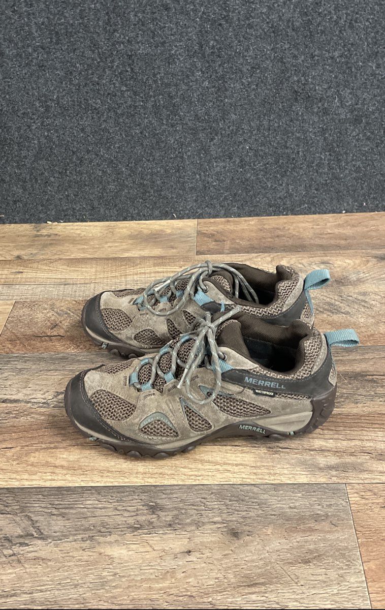 Merrell Siren Edge 3 Waterproof Hiking Shoes Taupe Blue Women's Size 6.5