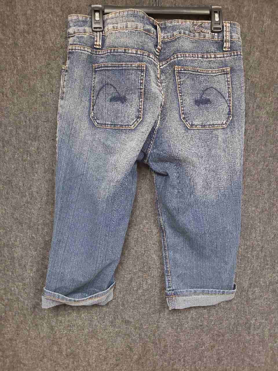 Crunch Women's Vintage Y2K Blue Denim Capri Cropped Jeans Cuffed Sz 16 NWT