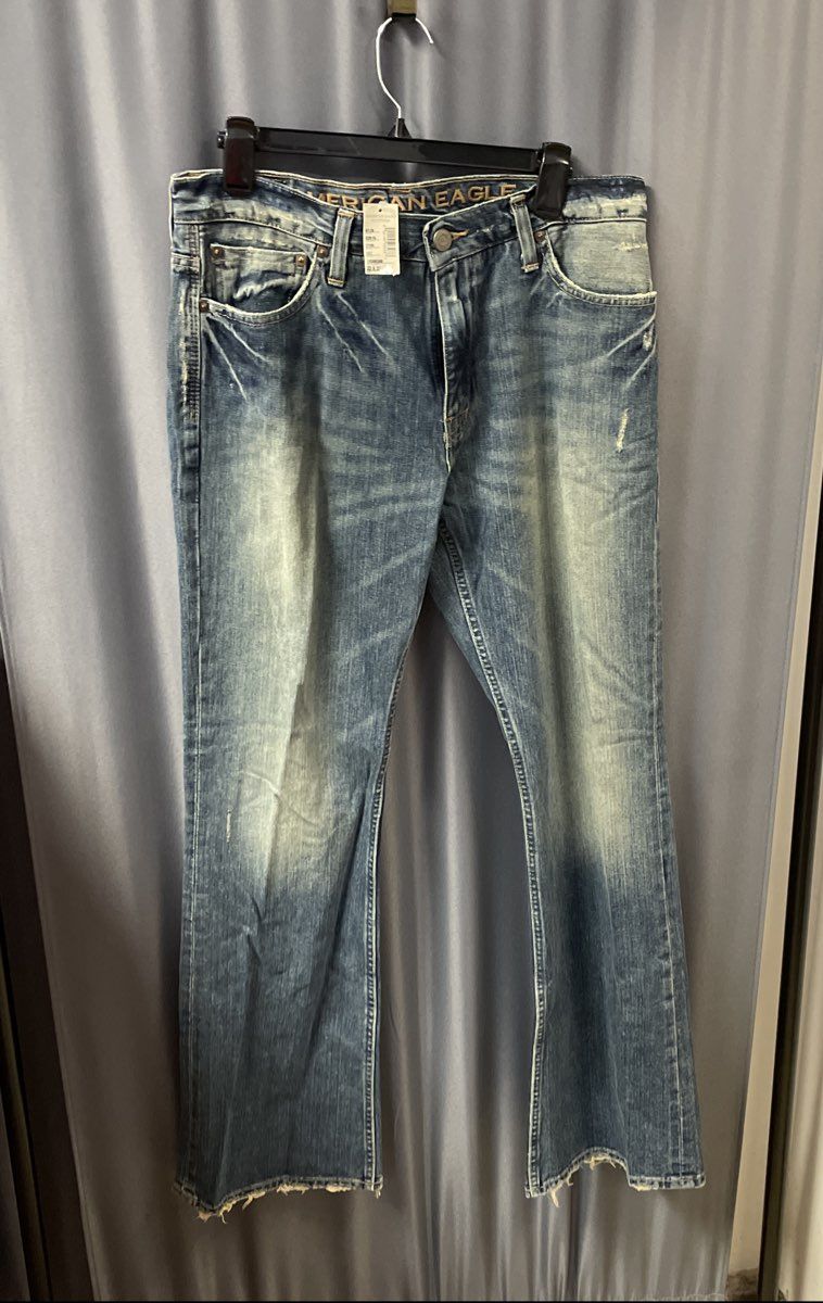 American Eagle Men's Blue Low Rise Slim Boot Jeans Sz 33x32 NWT