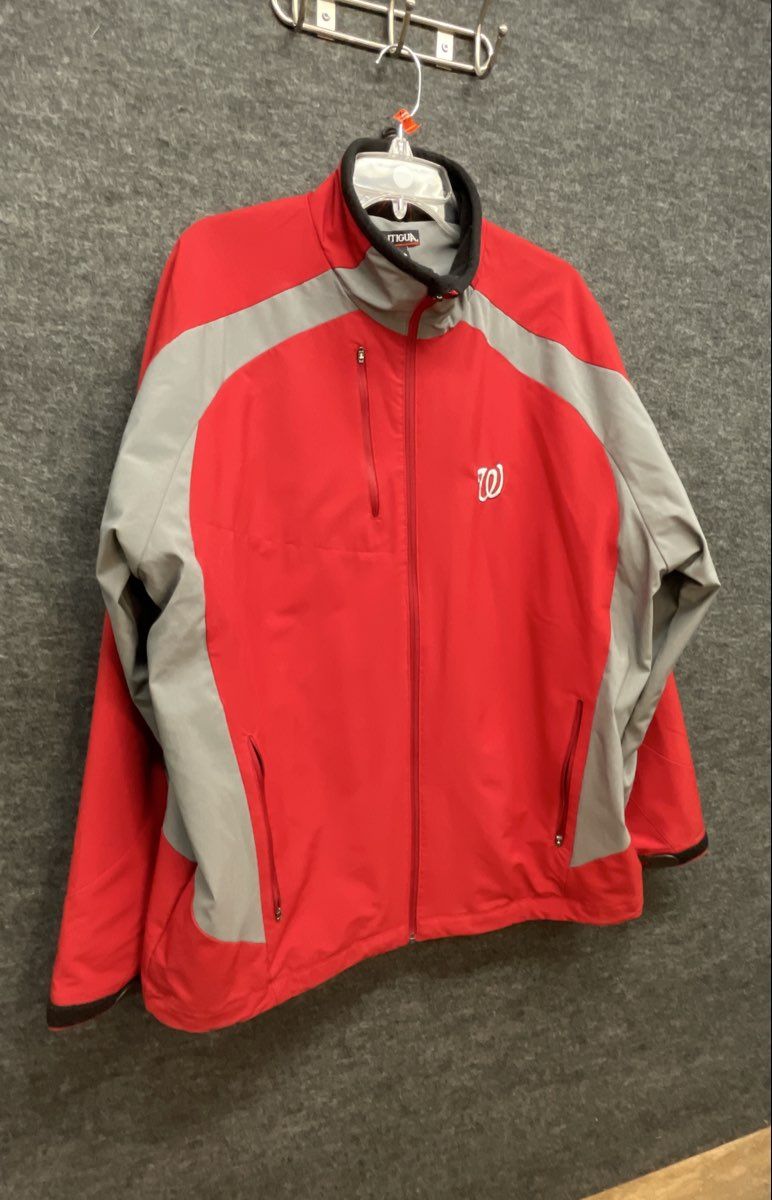 Antigua Men's Washington Nationals MLB Red Gray Full Zip Jacket Sz XL