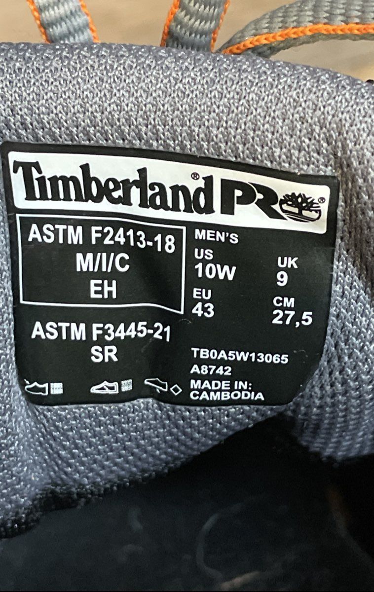 Timberland PRO Radius Composite Safety Toe Grey Orange Men's Work Size 10W