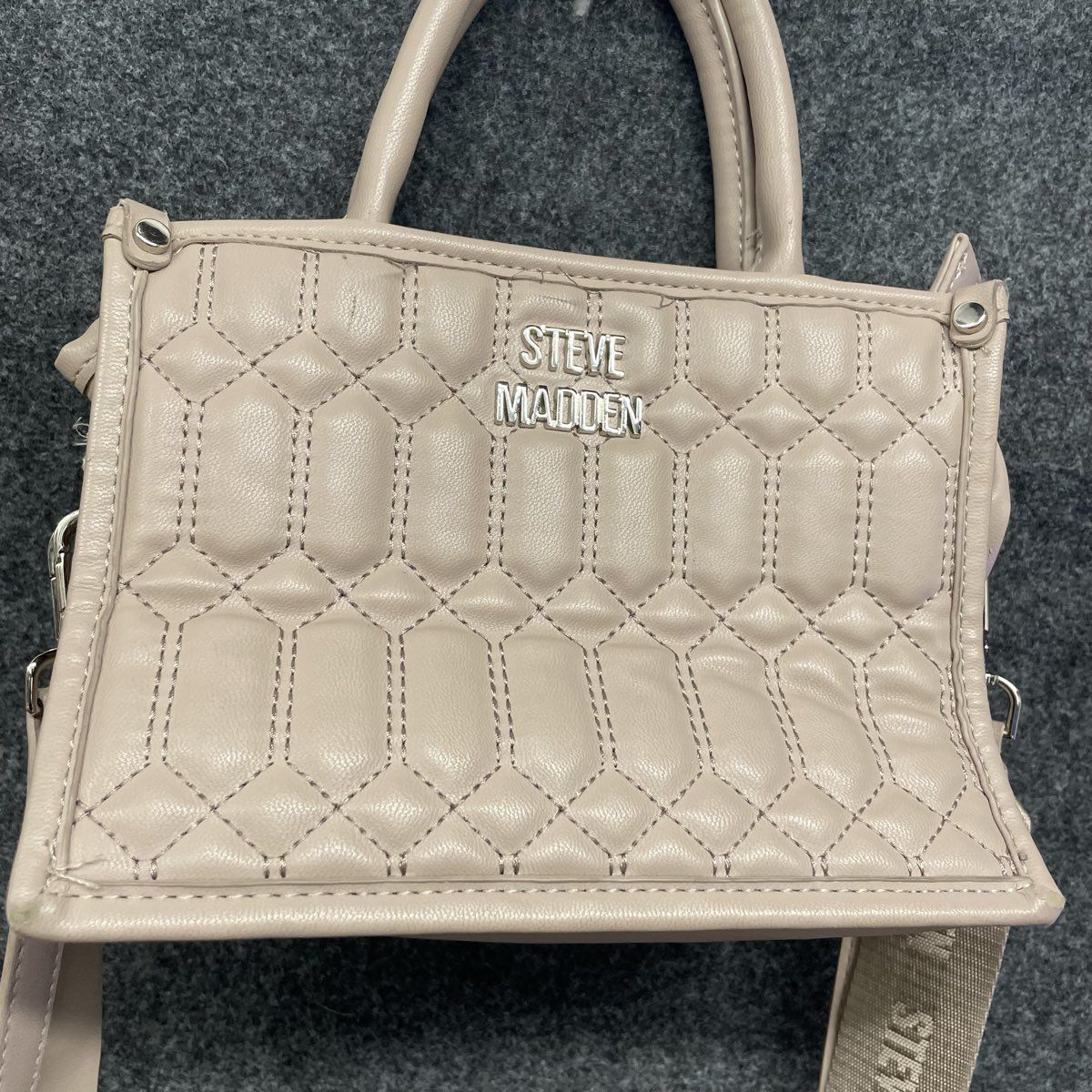 Steve Madden Taupe BNiko Quilted Convertible Crossbody Handbag Bag
