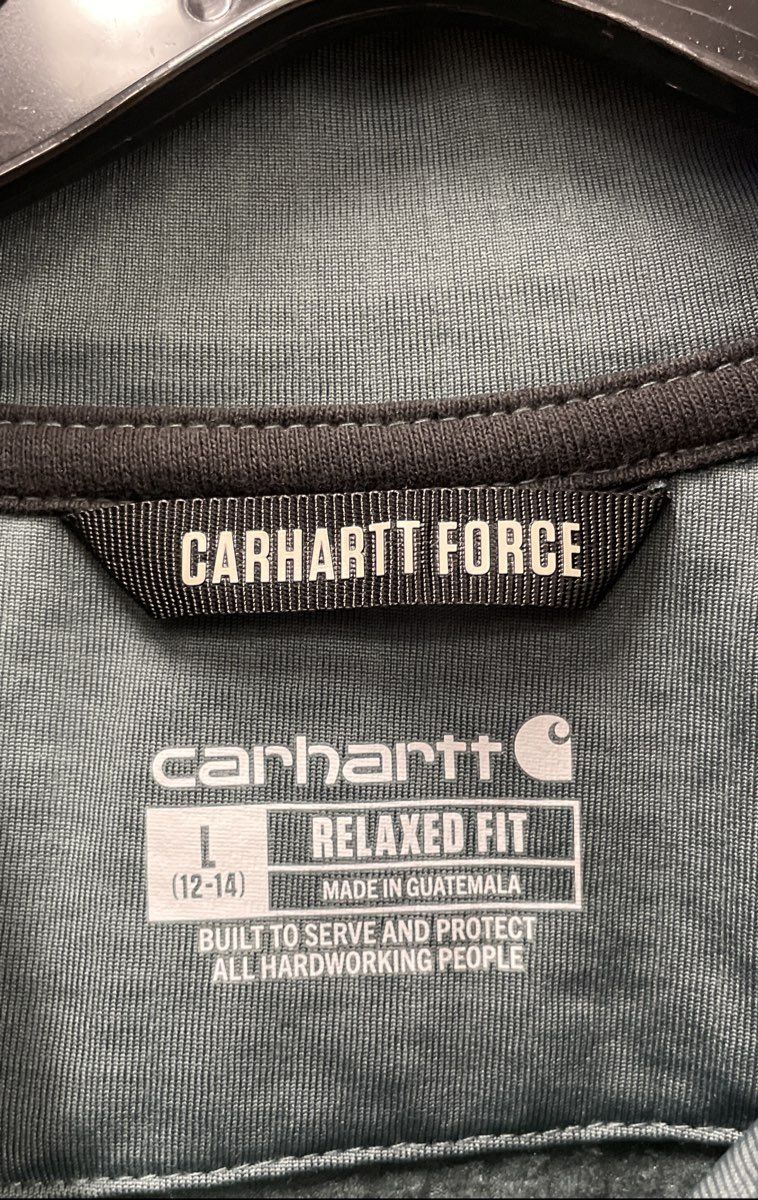 Carhartt Women's Force Relaxed Fit Mock Neck Waffle Knit Shirt Green Sz L