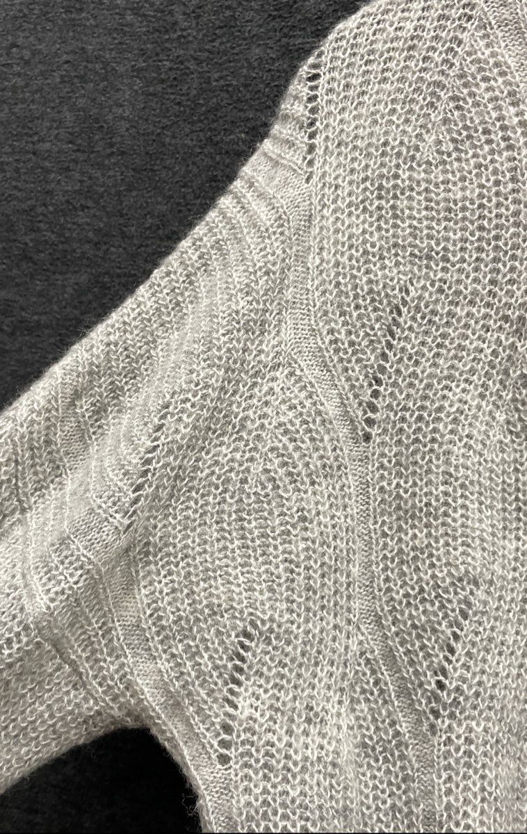 Anthropologie Women's Gray Open Knit Wool Blend Leaf Motif Sweater Sz S