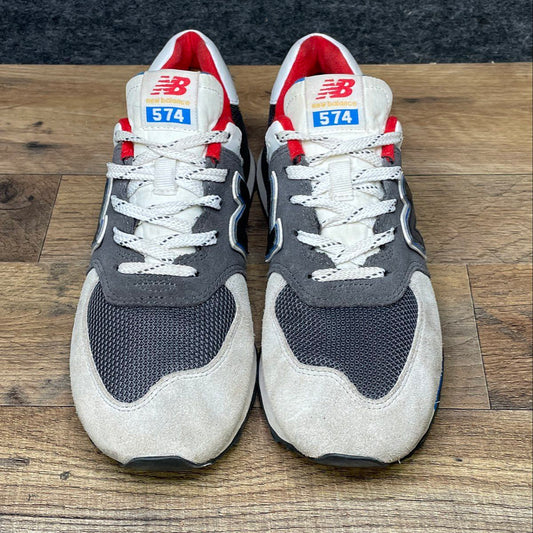 New Balance 574 Grey Black Blue Red Big Kids Sneakers Size 7
