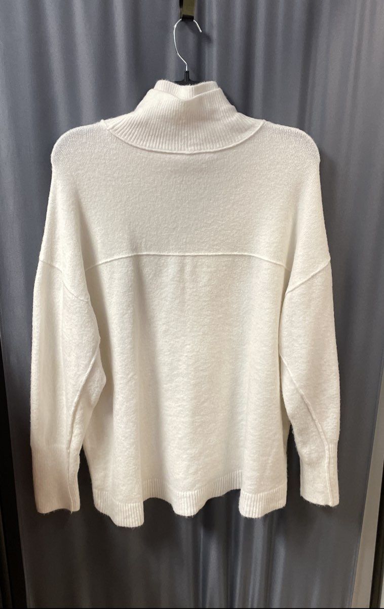 Free People Women's Afterglow Mock Neck Sweater Ivory Wool Blend Sz M