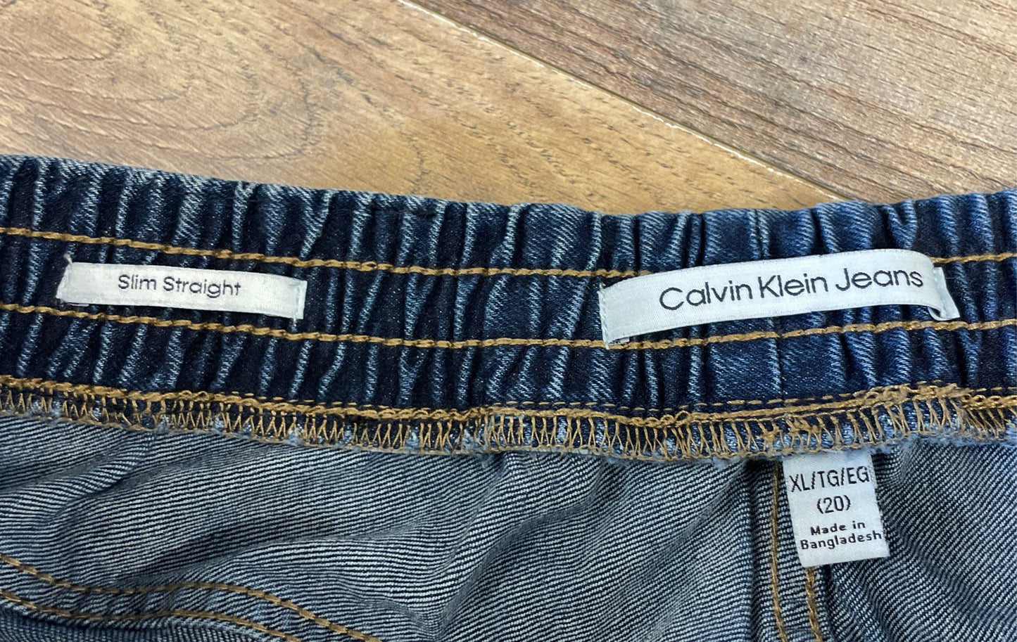 Calvin Klein Jeans Boys' Slim Straight Blue Elastic Drawstring Jeans Sz 20