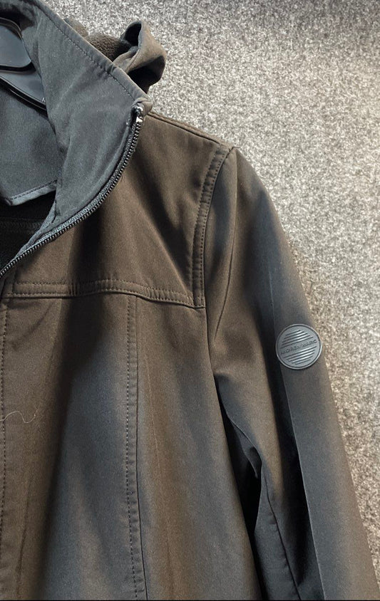 Andrew Marc Women's Black Softshell Jacket Detachable Hood Water Repellent Sz S