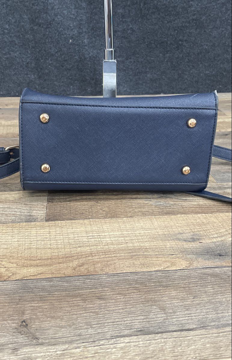 Dune London Navy & Taupe Snake Skin Print Crossbody Satchel Bag Gold Hardware