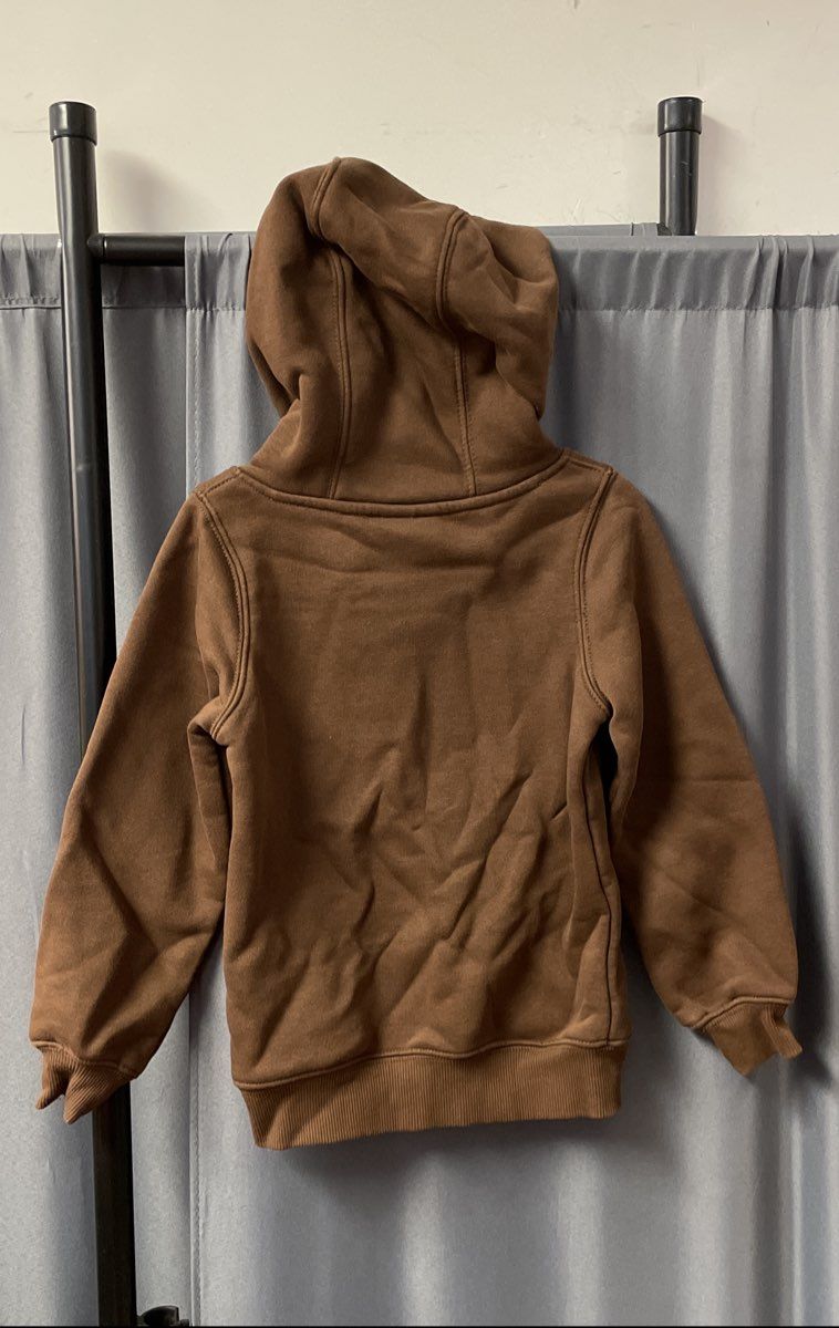 M&M's Brown Fleece Pullover Hoodie & Romper Lot Unisex Baby Toddler Sz 4 & 12M