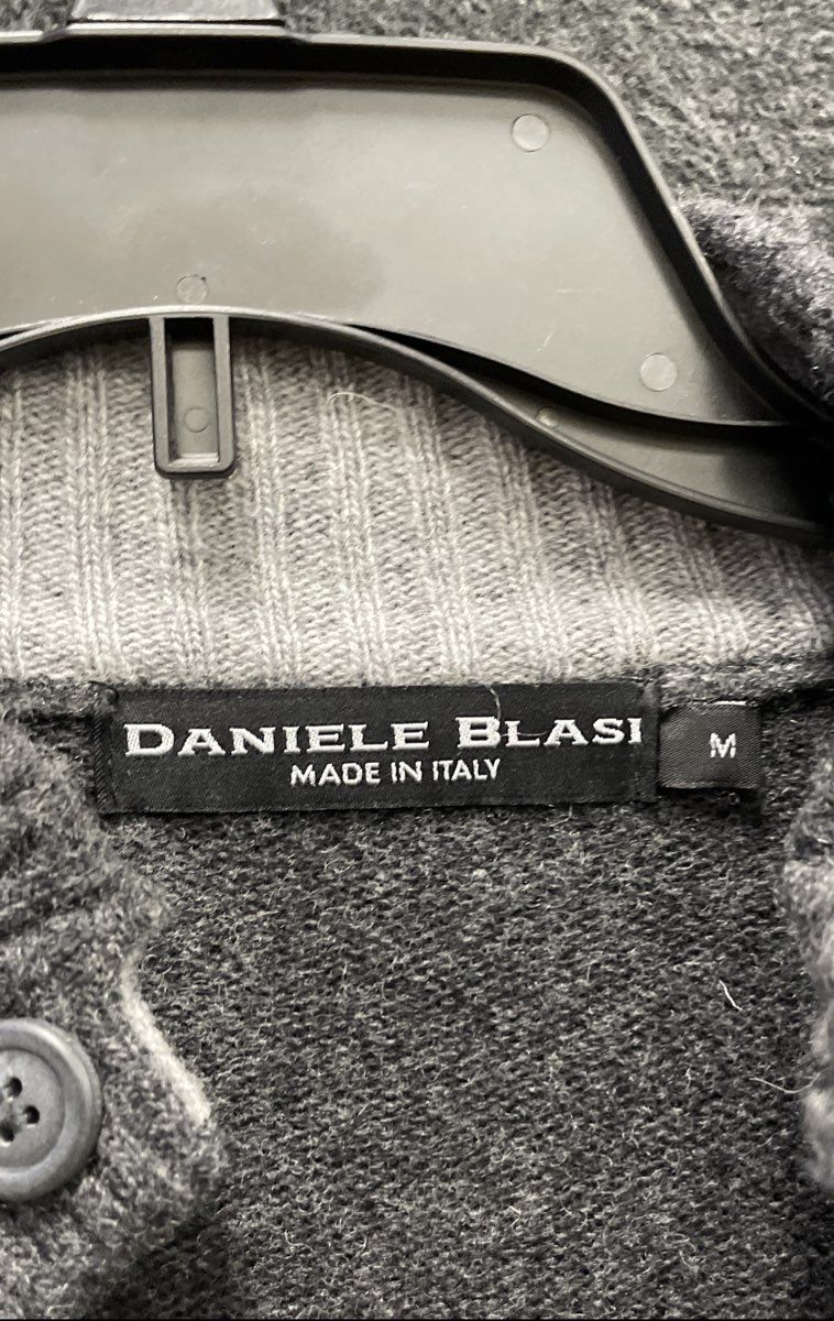 Daniele Blasi Men's Gray Wool Blend Fair Isle Henley Mock Neck Sweater Size M
