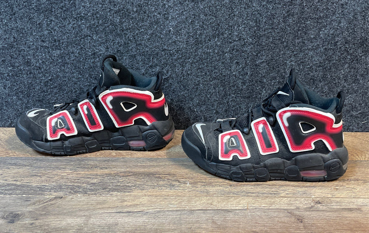 Nike Air More Uptempo GS Black Red White Basketball Shoes 415082-010 Size 6Y