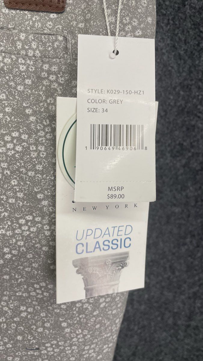 Jachs New York Men's Bleecker Fit Stretch Floral Chino Shorts Gray Size 34 NWT