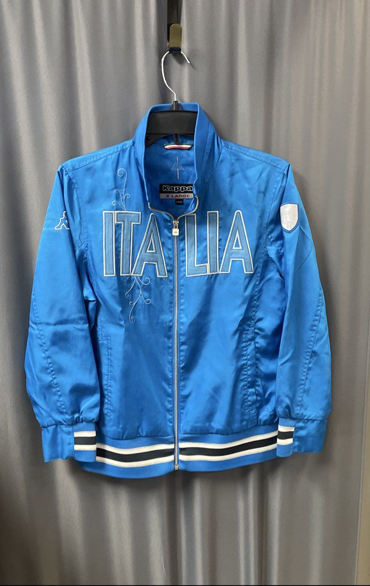 Kappa Men's Blue Italia Full Zip Track Jacket Embroidered Italy Soccer Sz XL