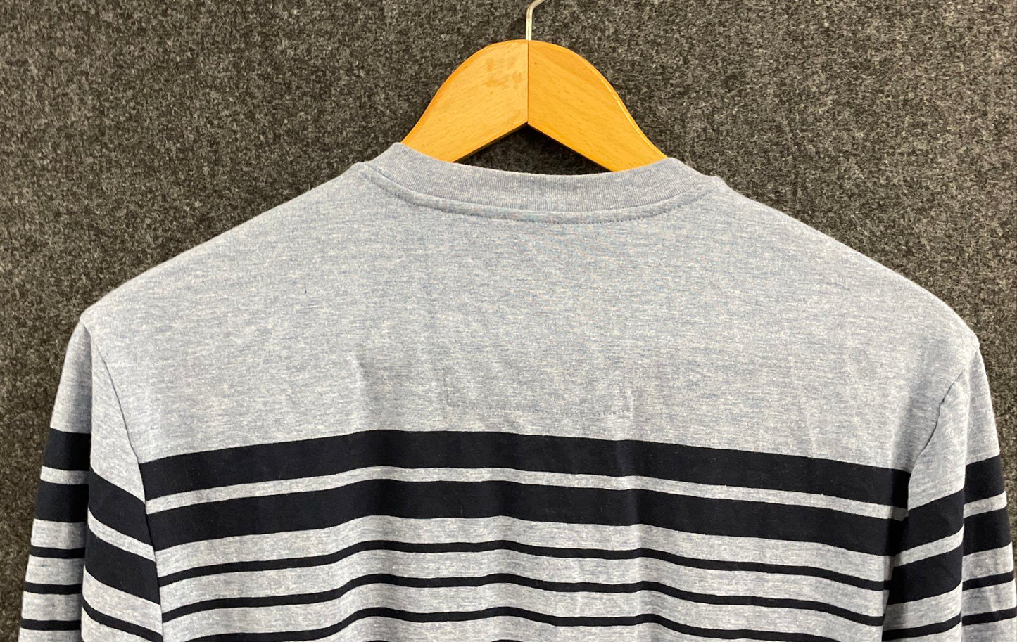 Nautica Men's Long Sleeve Henley Gray Navy Striped NWT Sustainably Crafted Sz XS