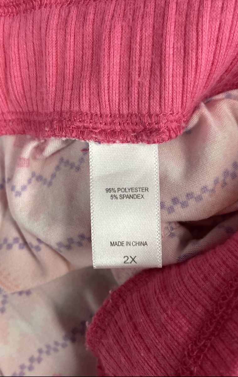 Muk Luks Women's Pajama Set Pink Butterfly Geometric Fair Isle 2 Piece Sz 2X