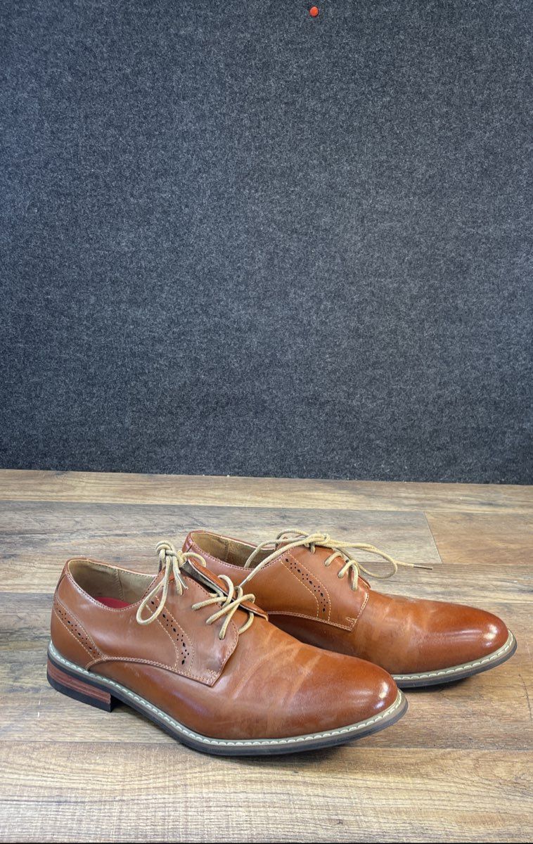 Bruno Marc Prince Brown Leather Oxford Brogue Dress Shoes Size 8