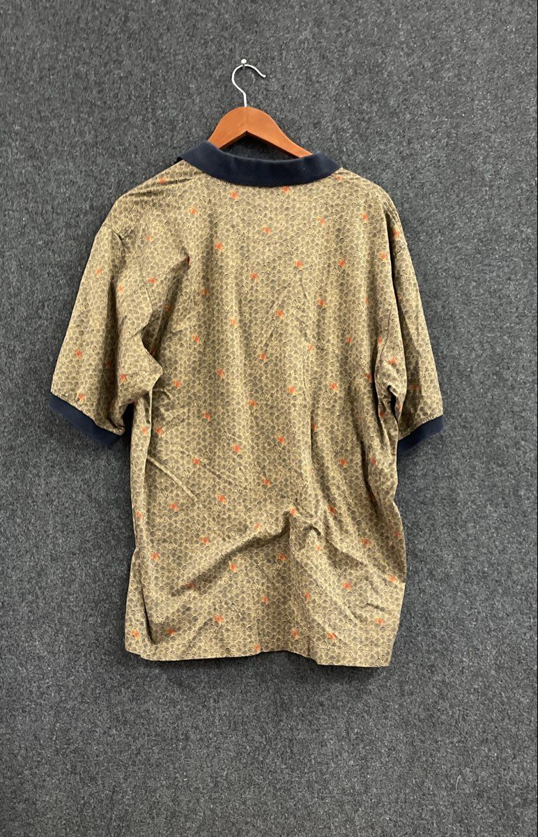 Jim Thompson Men's Wave Koi Fish Print Short Sleeve Cotton Polo Shirt Sz XL
