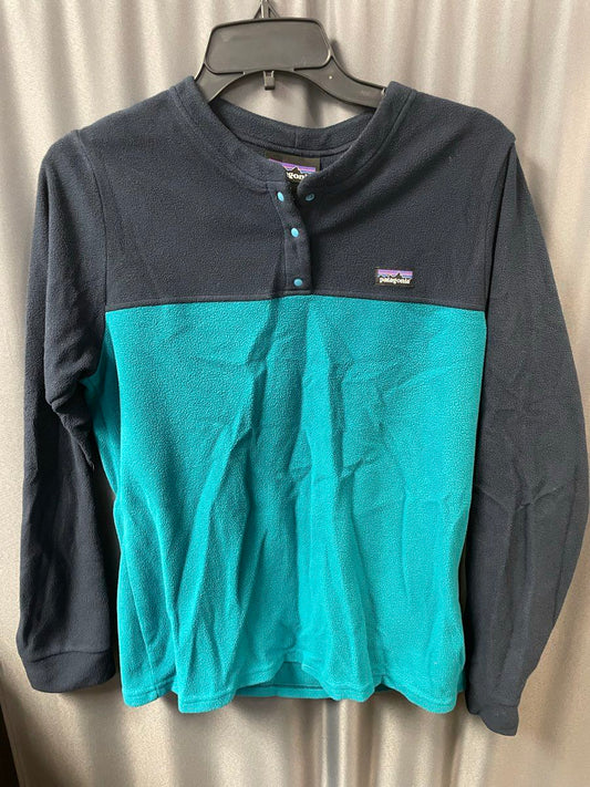 Patagonia Women's Navy Teal Micro D Henley Fleece Pullover Colorblock Sz M