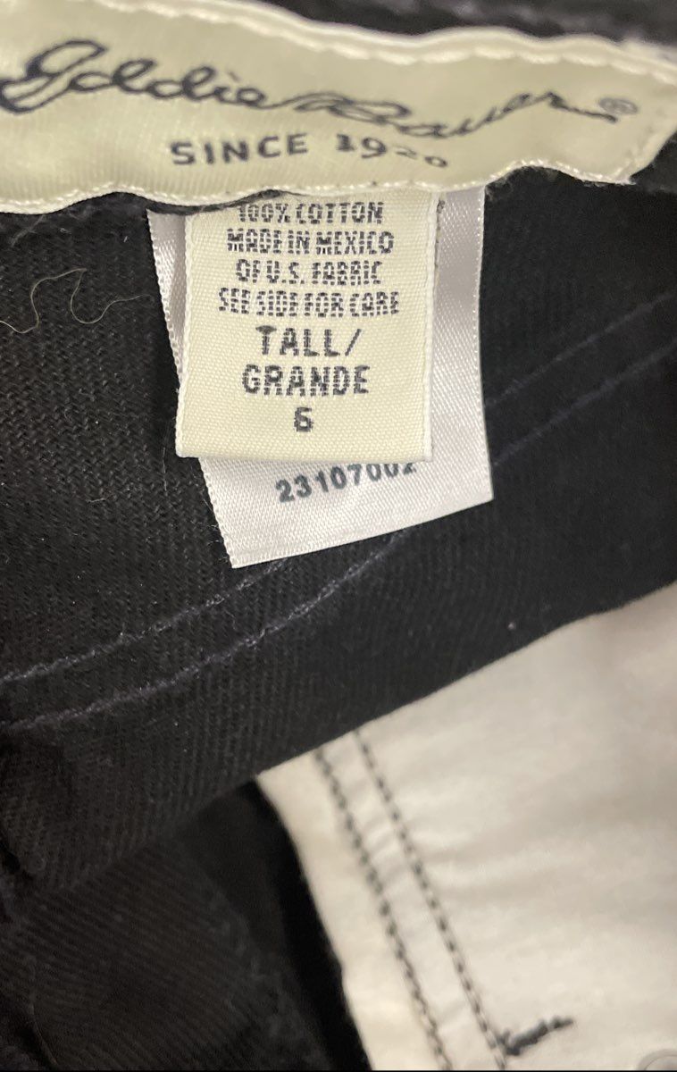 Vintage 90s Eddie Bauer Women's Black High Rise Tapered Leg Jeans Sz 6 Tall