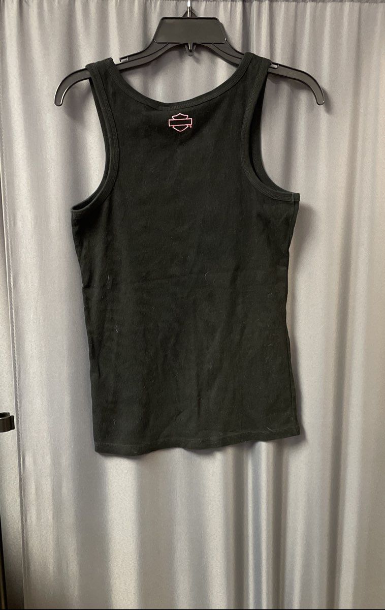 Vintage 2000s Harley-Davidson Pink Script Embroidered Ribbed Tank Top Sz L