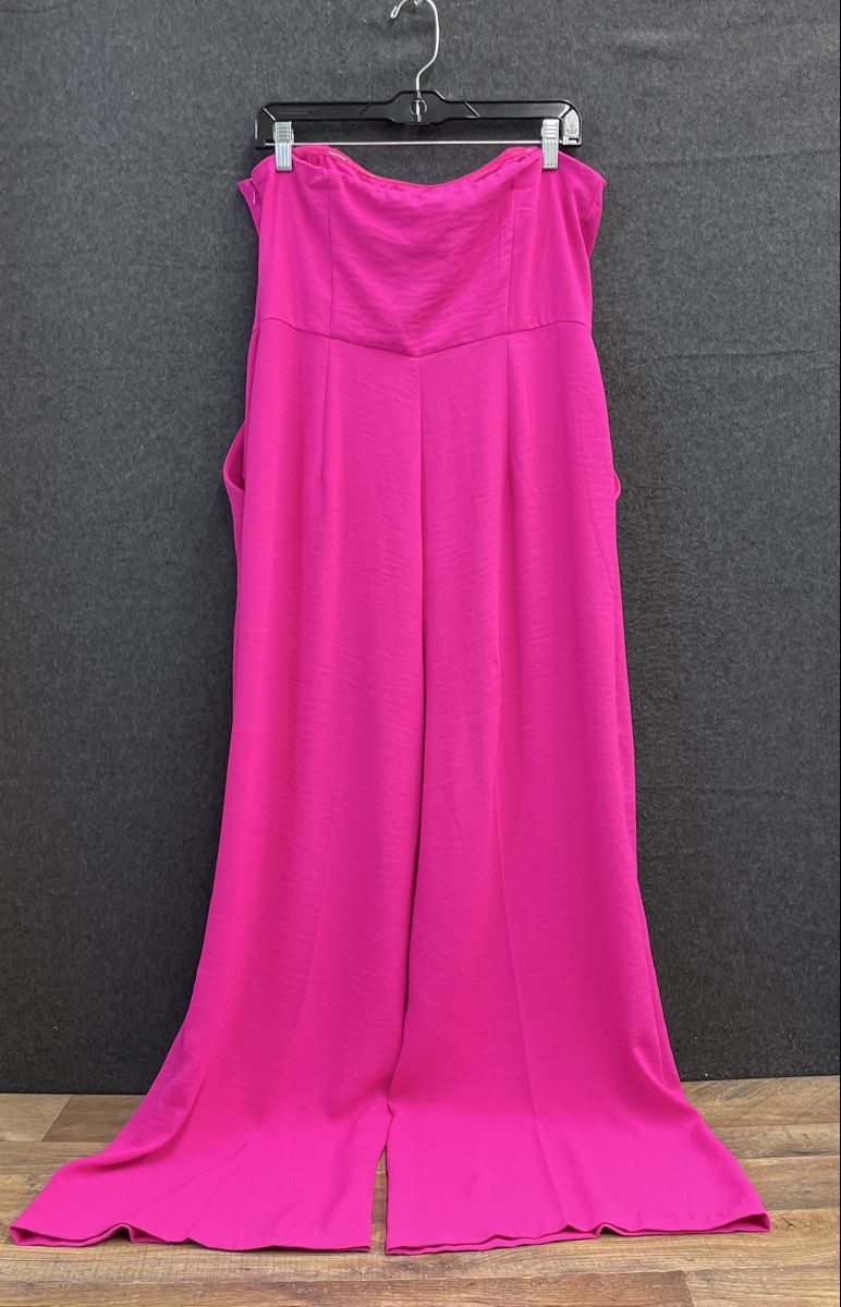 Express Women's Fuchsia Pink Strapless Wide Leg Jumpsuit NWT Sz L