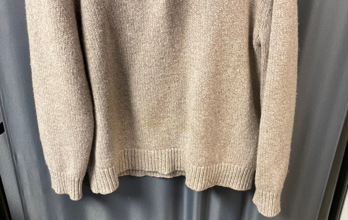 L.L. Bean Men's Beige 100% Lamb's Wool Henley Sweater Size L