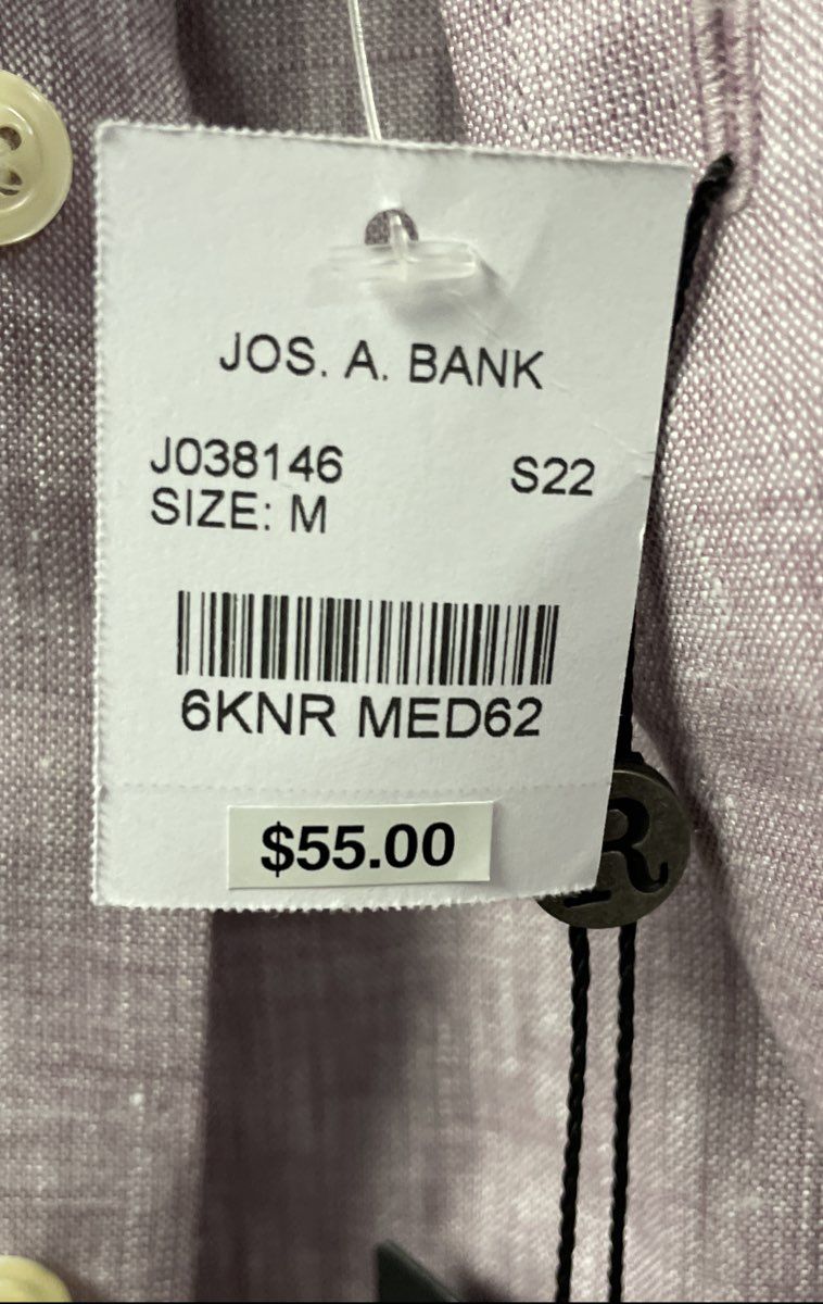 Jos. A. Bank Reserve Men's Purple 100% Linen Tailored Fit Button Up Shirt NWT M