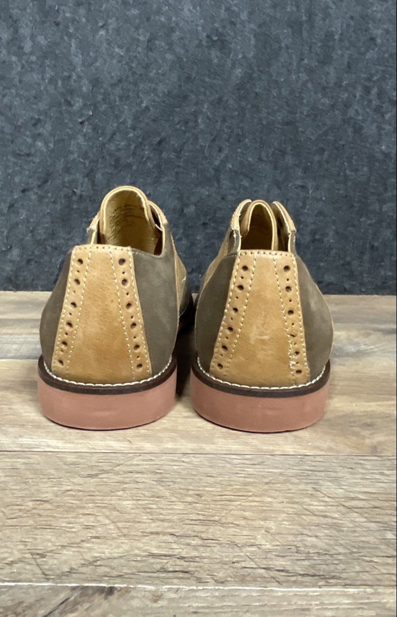 G.H. Bass & Co. Pasadena Olive Tan Suede Leather Saddle Oxford Shoes Size 9.5M