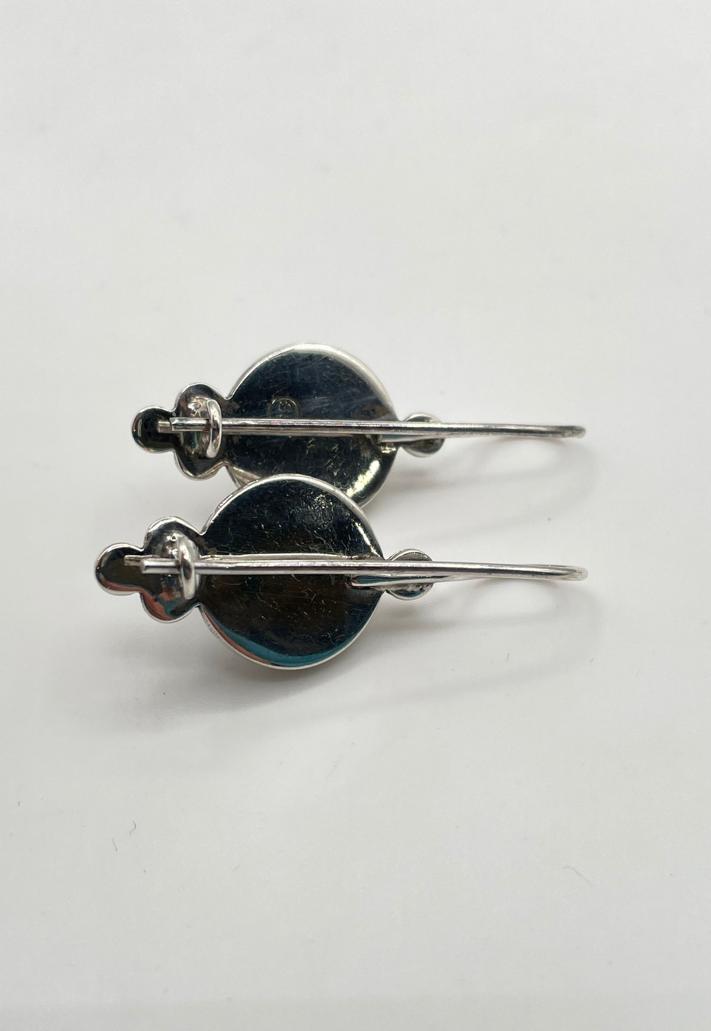 925 Sterling Silver Garnet Balinese Style Drop Hook Latch Earrings 8.8g