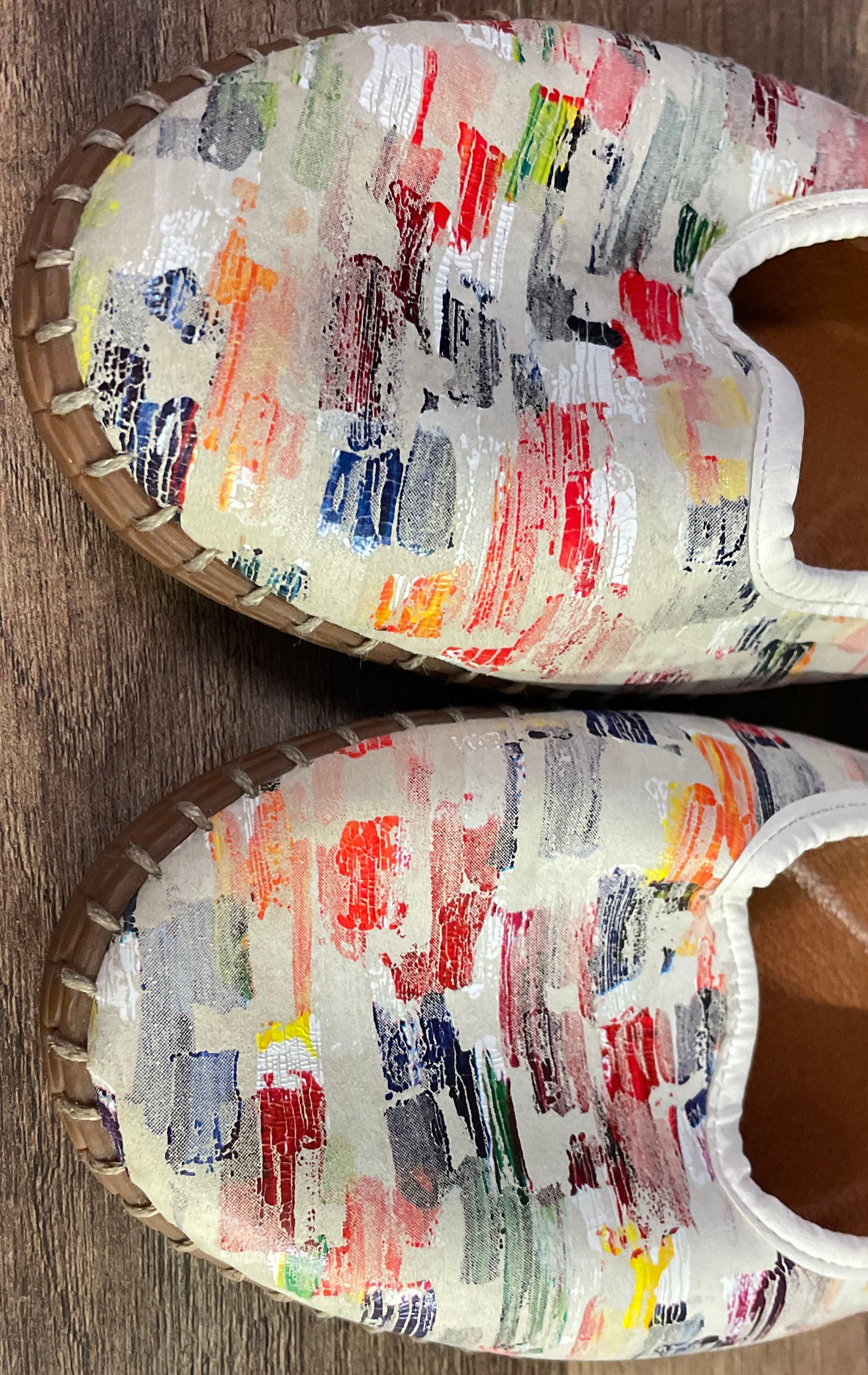 Karyoka Comfort Multi-color Abstract Print Leather Loafers Flats Size 38