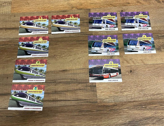 Walt Disney World Transportation Collector Cards Lot of 10 Monorail & Bus