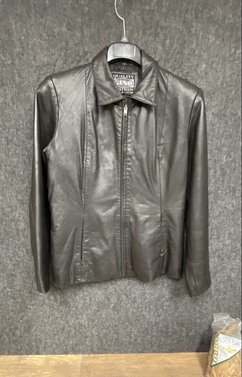 Quality Gino Leather Women's Black Zip Front Genuine Leather Jacket Sz M