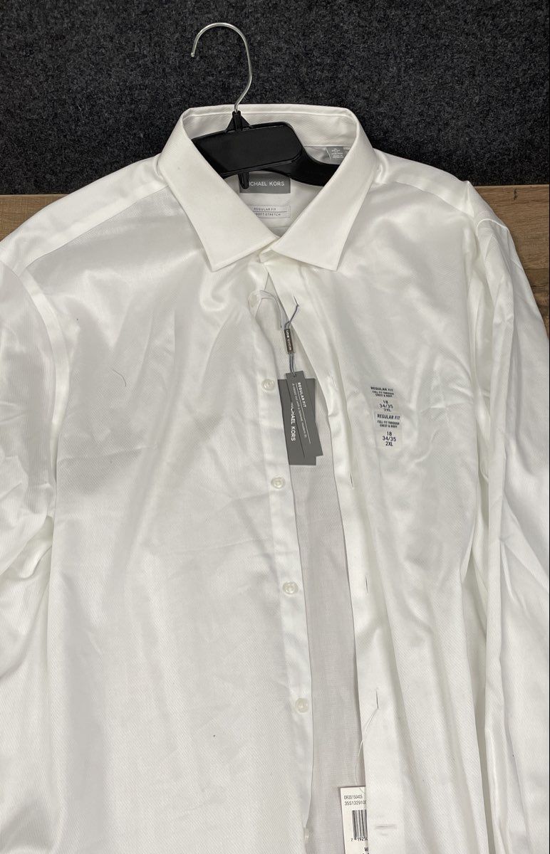 Michael Kors Men's White Airsoft Stretch Non-Iron Regular Dress Shirt 2XL NWT