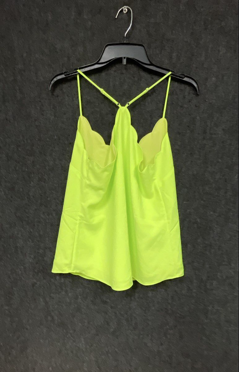 J. Crew Women's Scalloped V-Neck Cami Top Neon Yellow Racerback Tank Sz 8