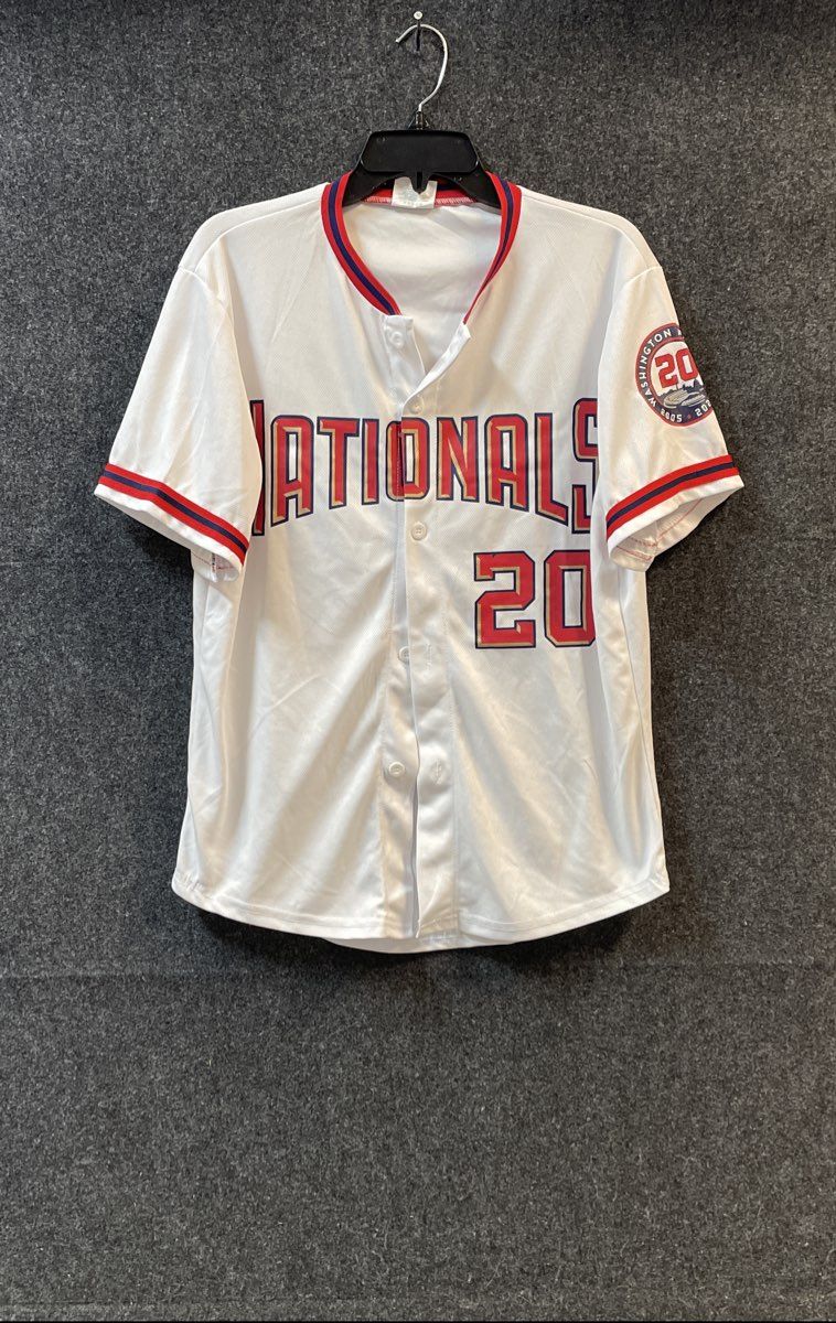 Washington Nationals Men's Baseball Jersey White 20th Anniversary Patch Sz M