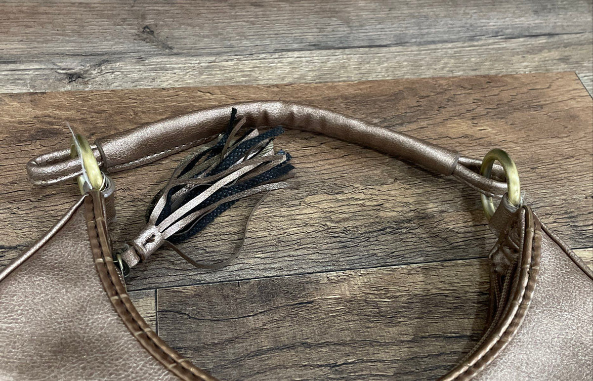 Vintage 2000s Liz Claiborne Brown Metallic Jeweled Crescent Hobo Shoulder Bag