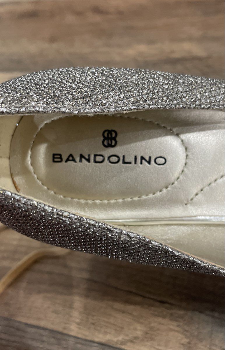 Bandolino Fairbury Silver Glitter Pointed Toe Pumps Heels Women's Size 6.5M