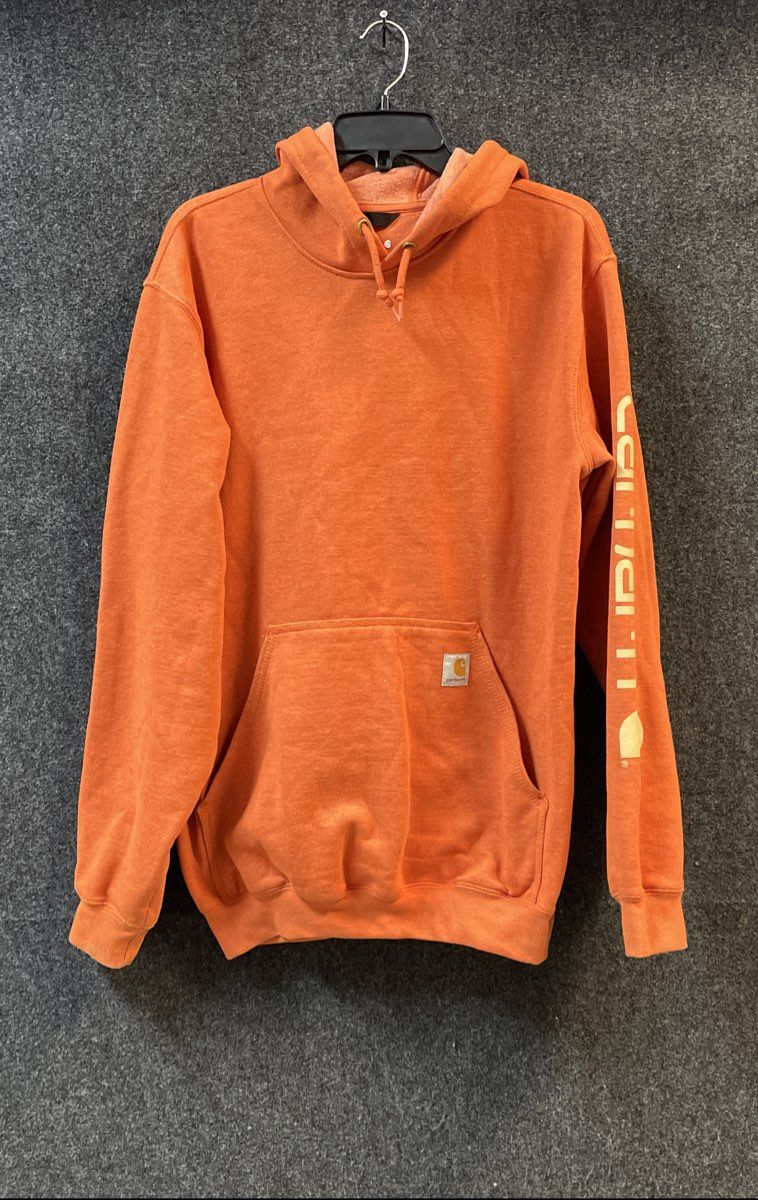 Carhartt Men's Orange Loose Fit Graphic Sleeve Pullover Hoodie K288 Size M
