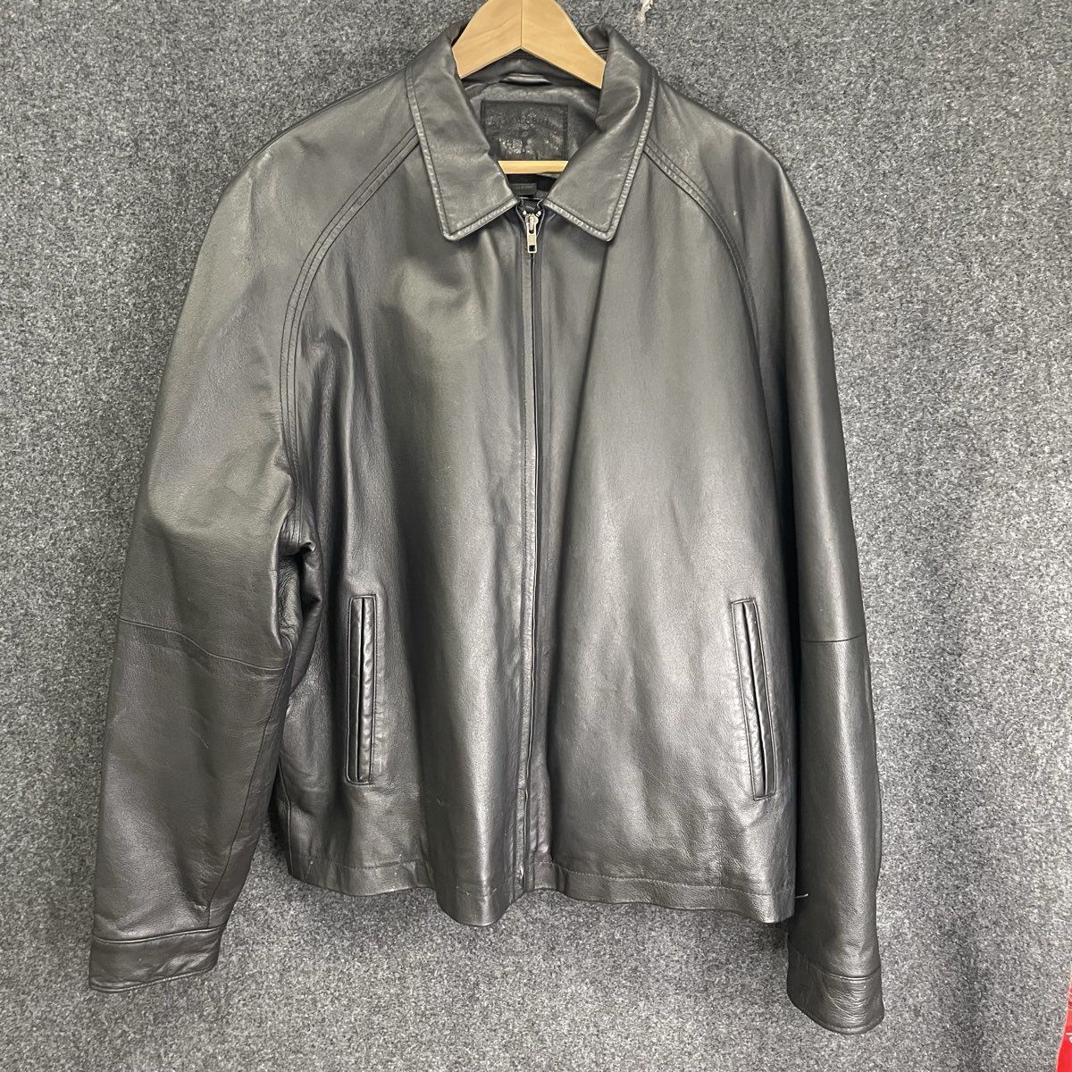 Saddlebread Men's Black Leather Full Zip Jacket Raglan Sleeves Size XL