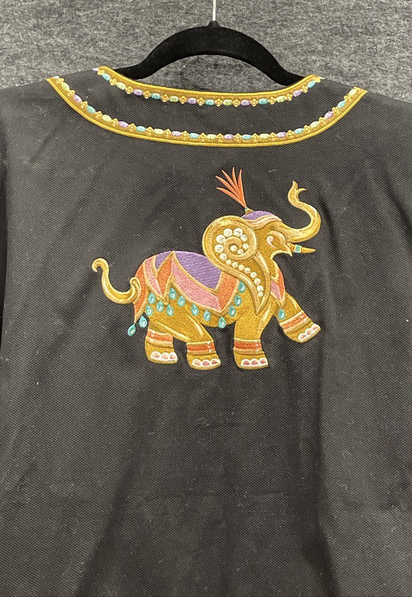 Vintage Bob Mackie Wearable Art Women's Black Embroidered Elephant Jacket Size S
