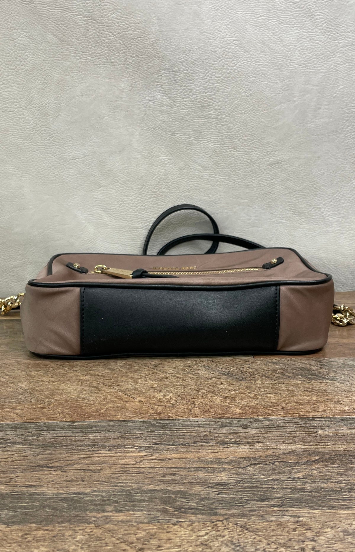 Michael Kors Brown Nylon Chain Camera Crossbody Bag Gold Hardware