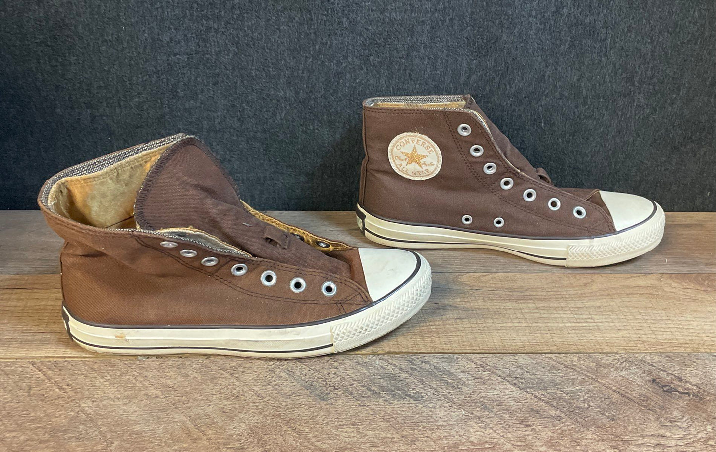 Converse Chuck Taylor All Star Brown Gold Satin Lining High Top Size 8