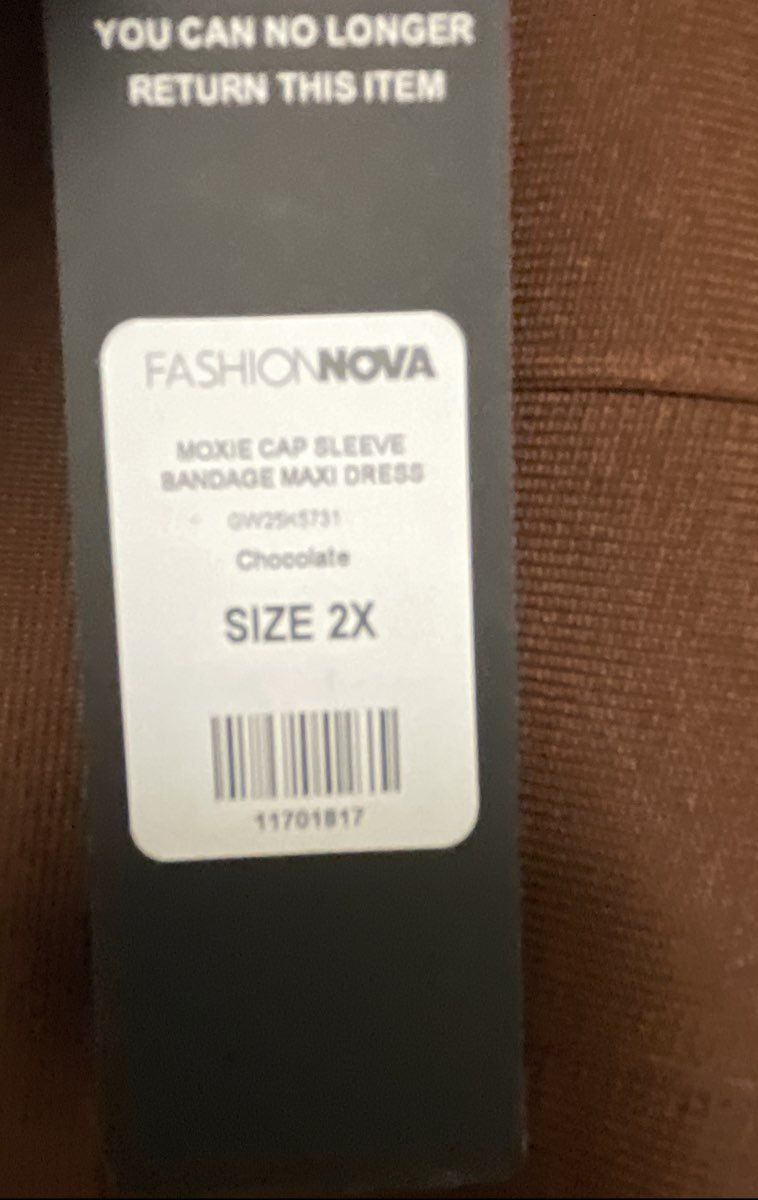 Fashion Nova Women's Moxie Cap Sleeve Bandage Maxi Dress Chocolate Brown NWT 2X