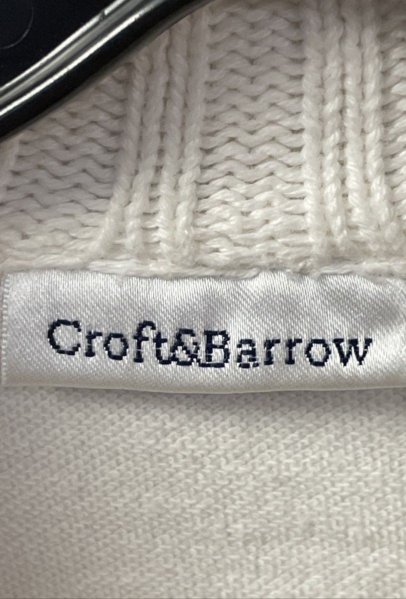 Croft & Barrow Women's White Cable Knit Full Zip Sweater Cardigan Sz PM