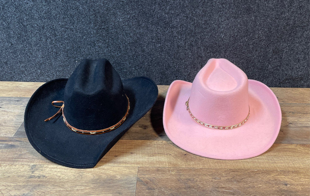 Western Express & Hat Biz Cowboy Hats Lot of 2 Pink & Black Western Sz S/M