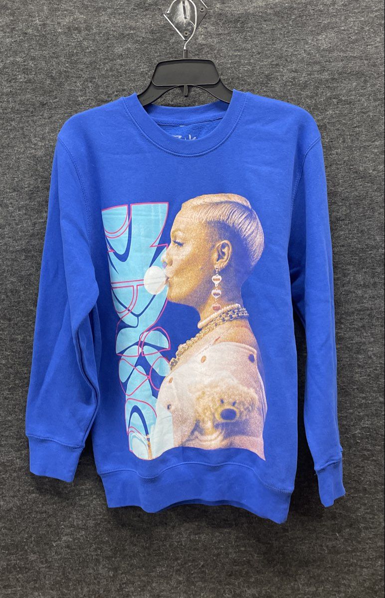 P!nk Women's Royal Blue 2023 Trustfall Graphic Bubblegum Sweatshirt Sz S