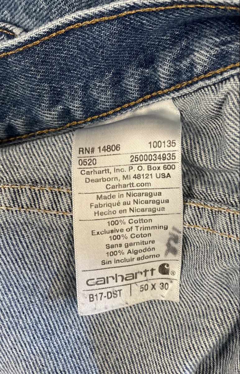 Carhartt Men's B17 Relaxed Fit Tapered Heavyweight Blue Denim Jeans Sz 50x30